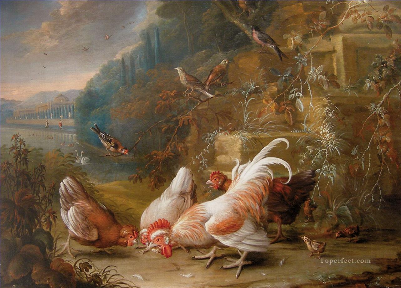 ジョージ・ウィリアム・サルトリウスの鶏と家禽油絵